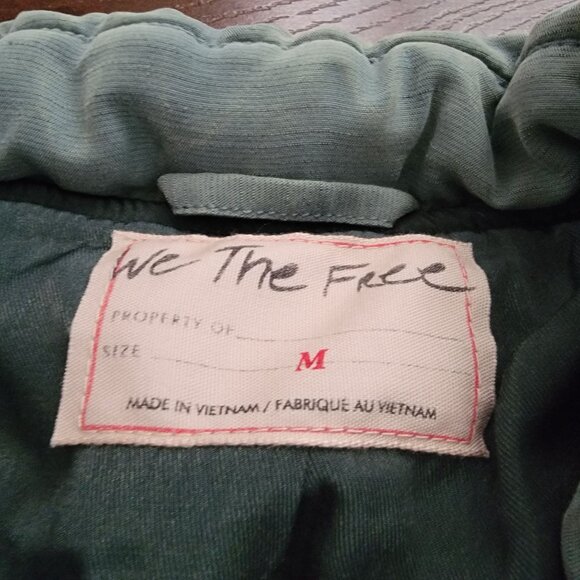 Free People Aura Liner Jacket Women M Boho Indie Grunge Green Hipster Y2K Bomber - Picture 5 of 8